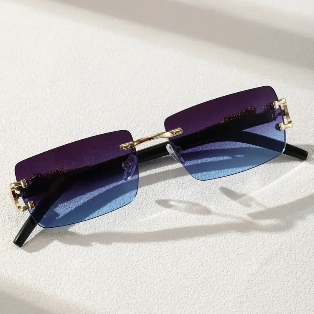 

Frameless Square Sunglasses - Classic Unisex Travel Shades, Lightweight Summer UV Protection Glasses for Men & Women