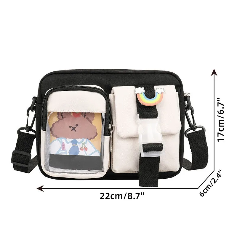 Japanse Style Kawaii Bag Girls Student Small Nylon Bag Mutipockets Transparent Crossbody Bags Women New Shoulder Bag Bolsa Mujer