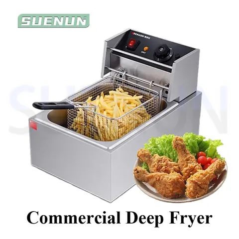 10L 전기 딥 프라이어 대용량 오일 오븐 카운터탑 2500W 상업용 프라이어 노점상용 프라이드 치킨 튀김기 전기프라이팬 대용량 기름난로 데크 길거리 노점상용 상업용 프라이팬 치킨 반죽 닭날개프라이팬