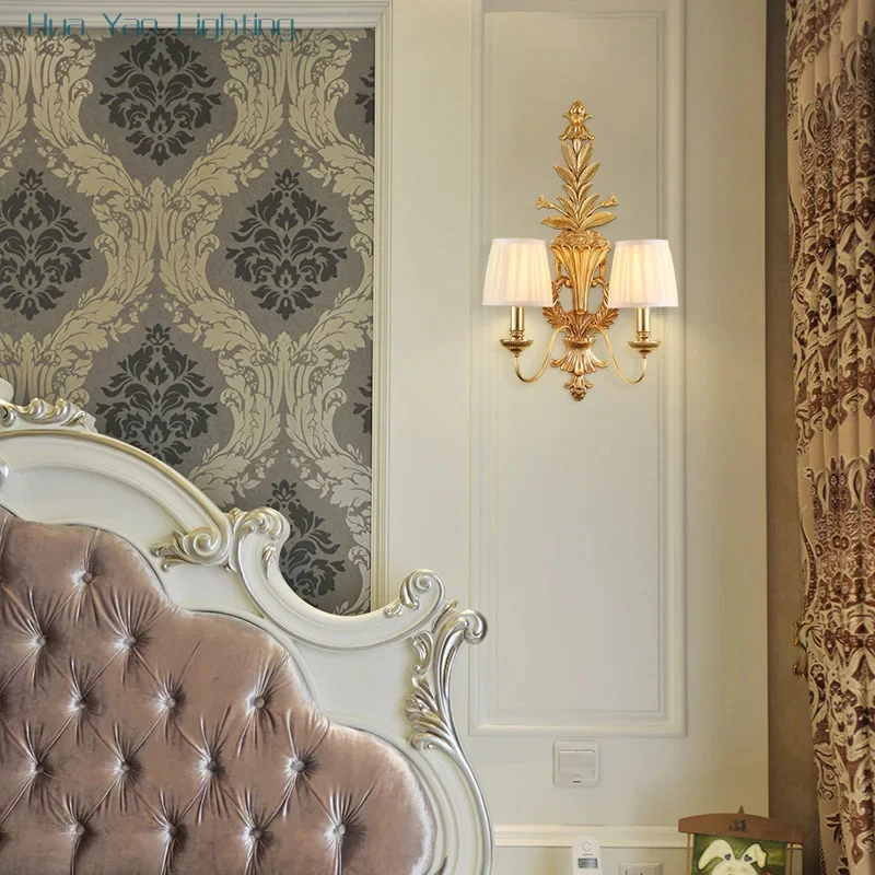 European Hotel themed French Rococo Gold Decor Brass Wall Light, Single Unit for Villa Living Rooms and Bedroom Bedside, Fab