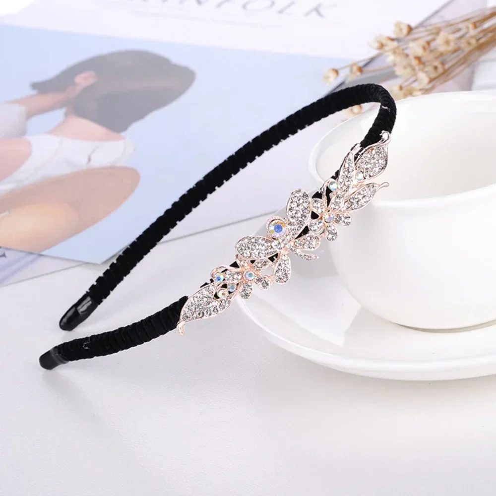 Korean Crystal Vintage Bezel Headwear Women Headband Girls Vintage Hair Bands Hairband Hoop for Wedding Party Hair Accessories