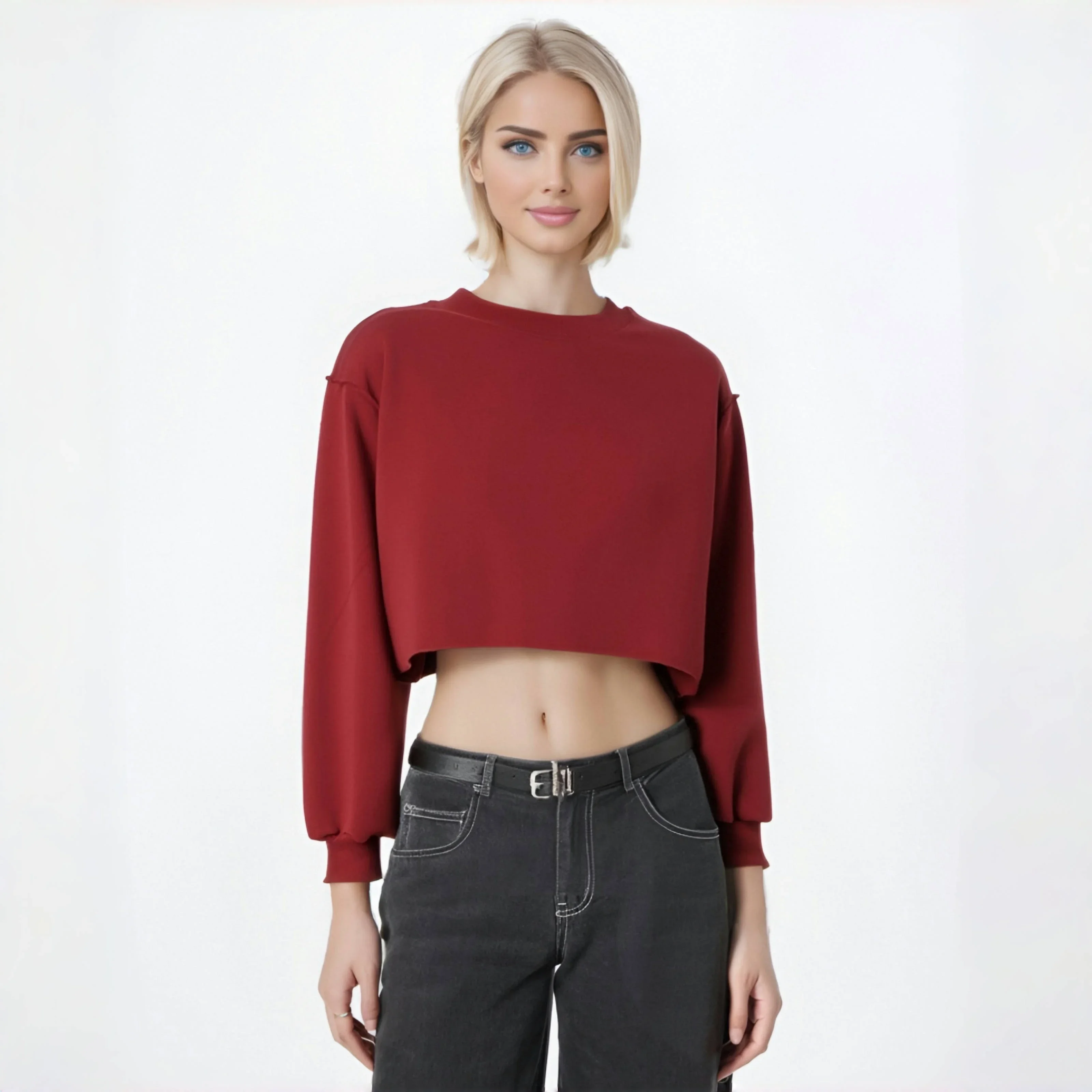 

Women Cotton Fleece Hoodies Casual Long Sleeve O-Neck Loose Short Hoodie Female Sweatshirt Crop Top Streetwear Christmas Clothes