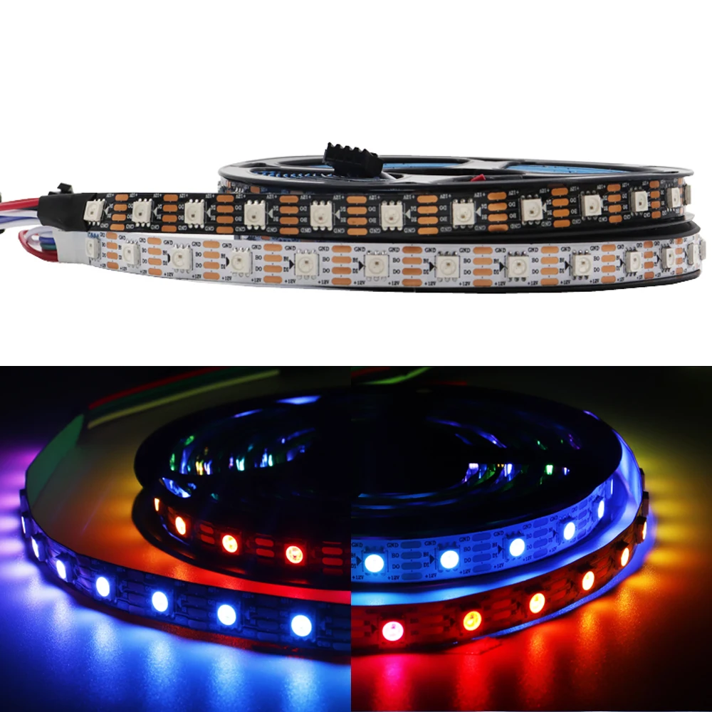 فردي عنونة RGB LED قطاع الخفيفة ، DC12V ، WS2815 ، WS2812B ، WS2813 ، IP30 ، 65 ، 67 ، 30 ، 60LEDs ، م ، 1-5 قطعة ، تحديث