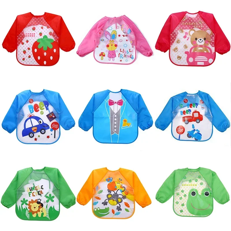 Waterproof EVA Full Sleeve Baby Bibs Children Apron Long Sleeve Feeding Smock Kids Eating Breastplate Infant Scarf Clothing