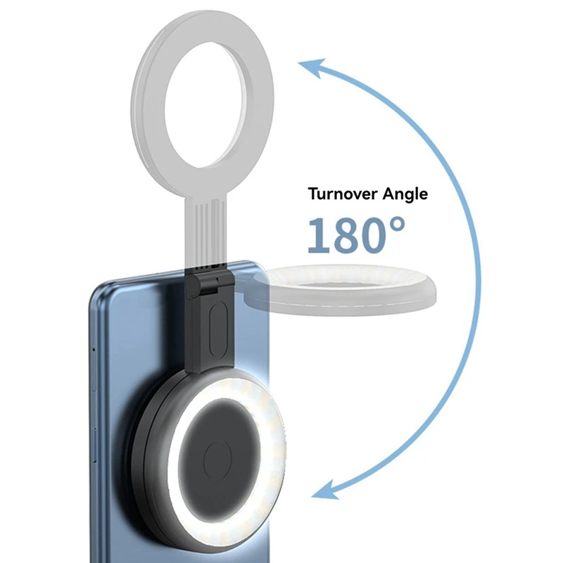 N15R-Magsafe Magnetic Selfie Ring Light LED Fill Light Adjustable 180° For Iphone And Android Phone Holder