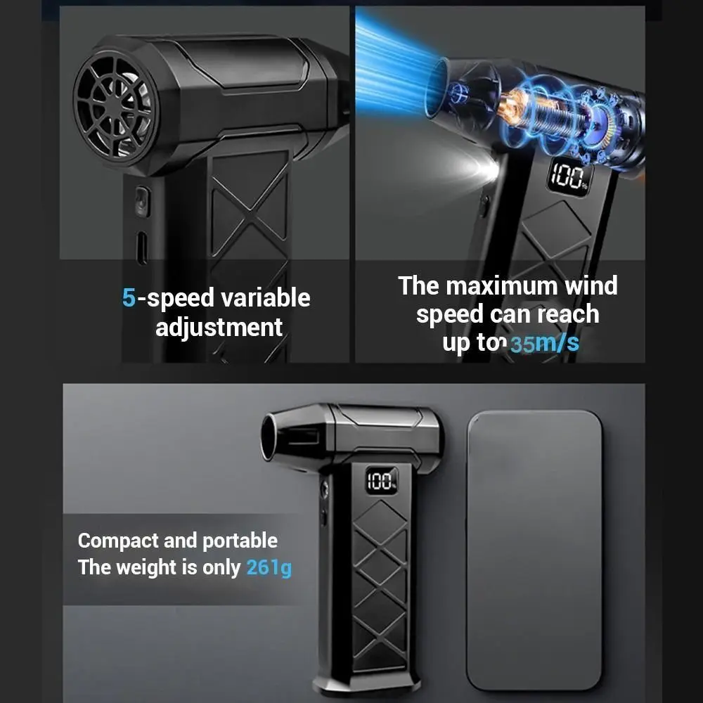 110000 دورة في الدقيقة منفاخ غبار قوي شاشة ديجيتال فرش السيارات يده توربو العنيفة مروحة 5 سرعة قابل للتعديل قابلة للشحن #3