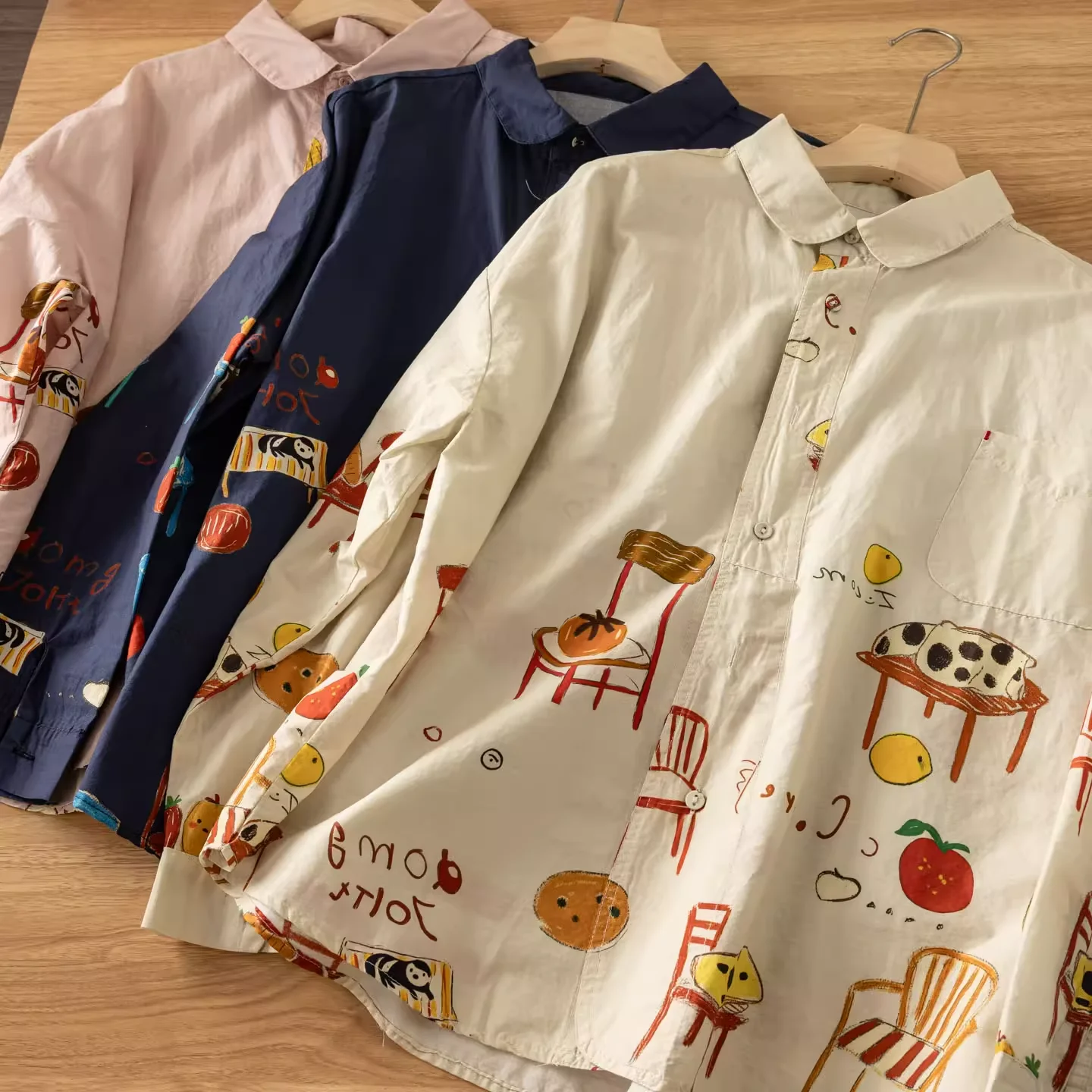 

Бюст 122 см Harajuku модные рубашки и блузки большого размера с мультяшным принтом для женщин топы с длинными рукавами в японском стиле