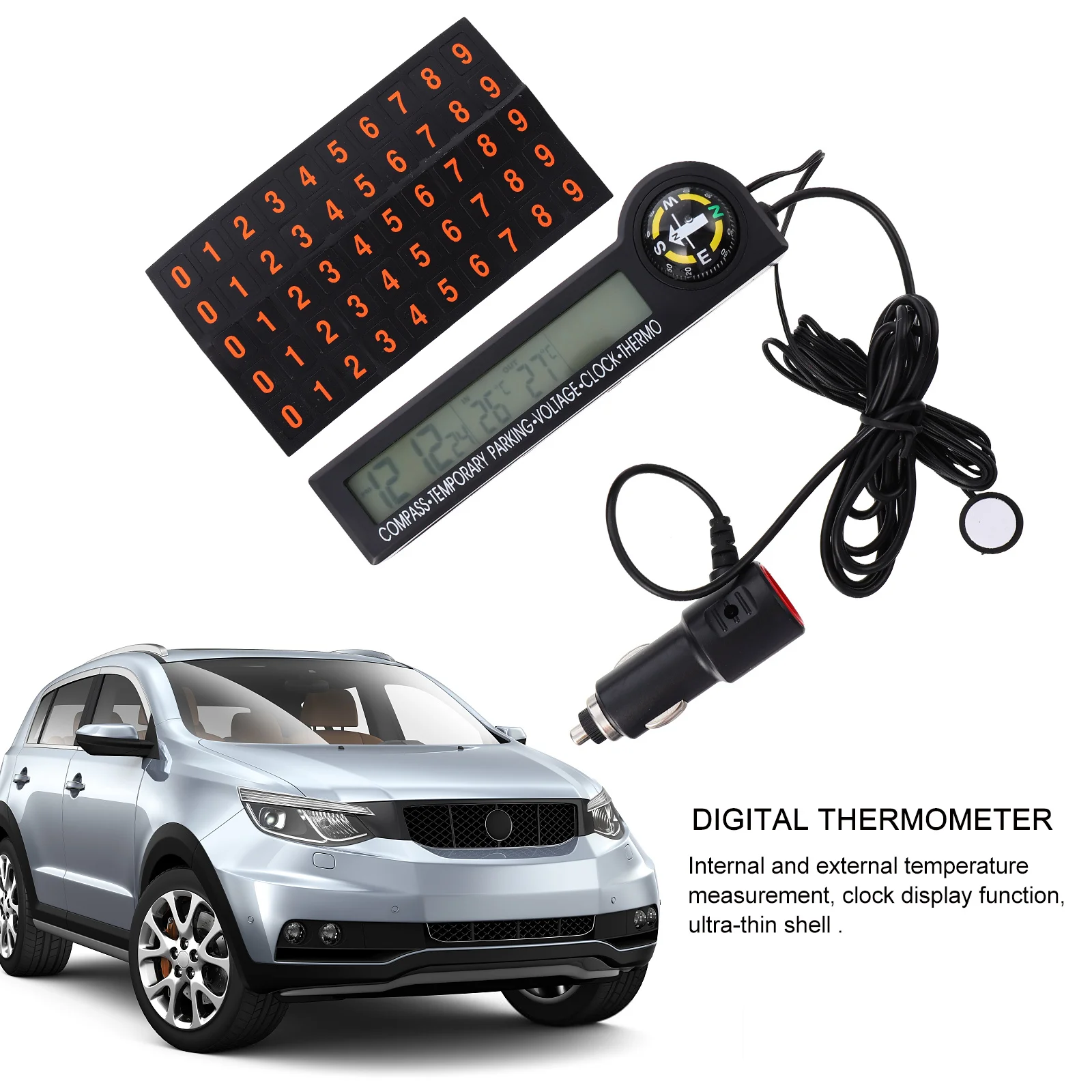 

Ultra-Thin Led Car Clock Thermometer Voltmeter Multifunction Digital Display Conditioner Refrigerator Temperature