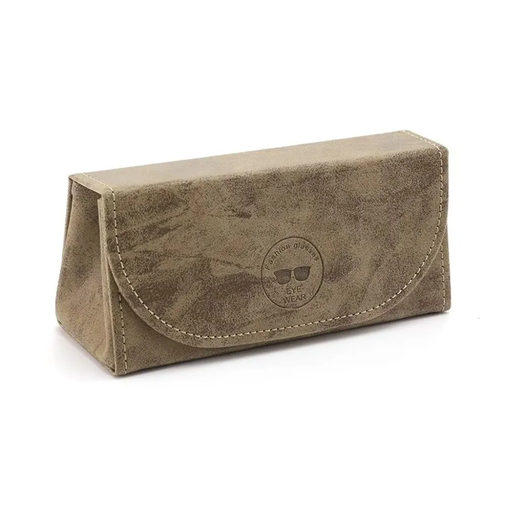 Scratch-Resistant Triangular Glasses Case Large Capacity Magnetic Closure Eyewear Holder PU Leather Eyeglass Protective Case