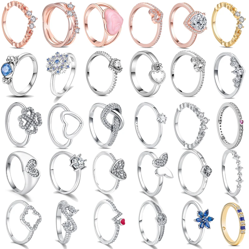 

Новые кольца из стерлингового серебра 925 пробы, подарок на день матери, женские кольца, кольцо с сердцебиением и короной и бантом для женщин, оригинальные свадебные роскошные ювелирные изделия