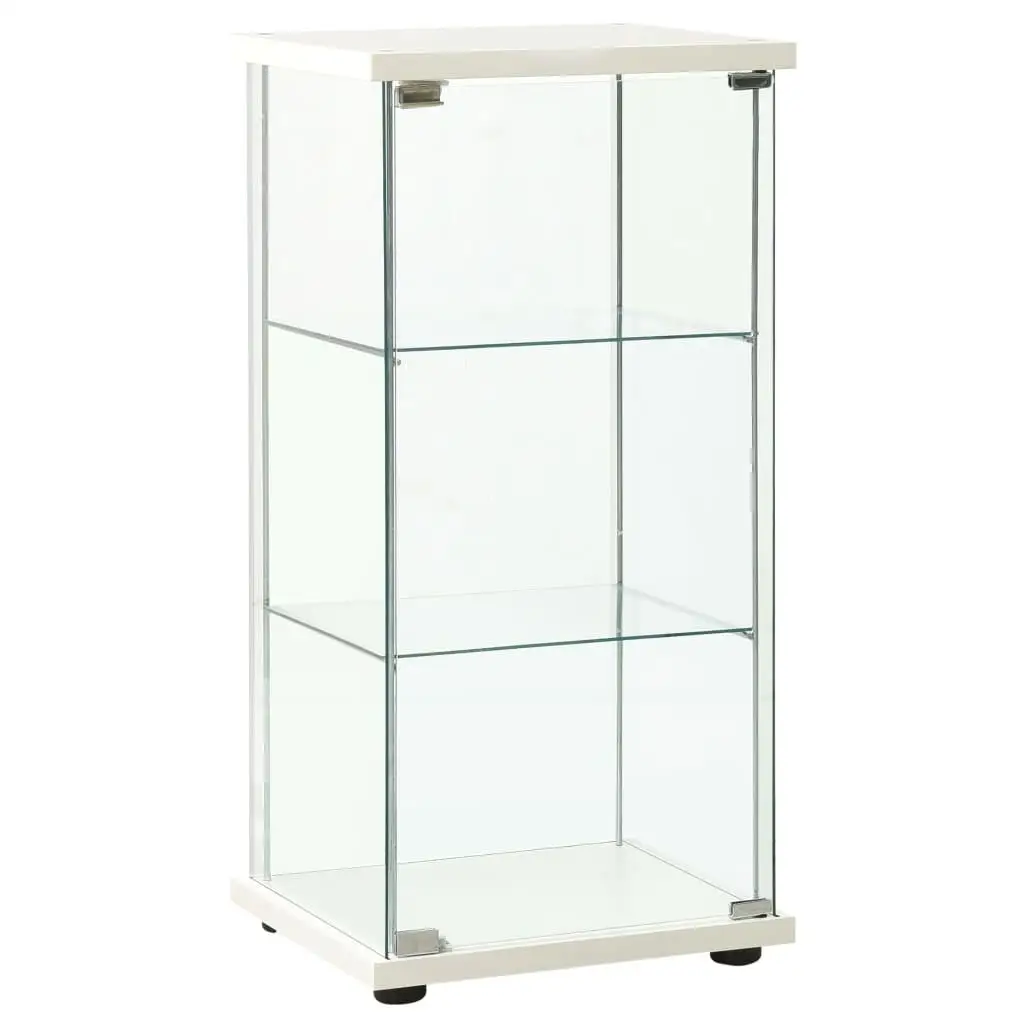 Modern White Storage Cabinet with Tempered Glass Doors - Stylish Organization Solution