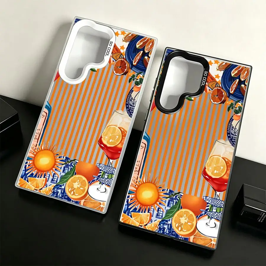 Case for Samsung Galaxy S26 Note 20 Ultra S20 Plus S22 S23 S23 Ultra S25 Edge S24 FE S21 Phone Cover Retro Stripe Fruit