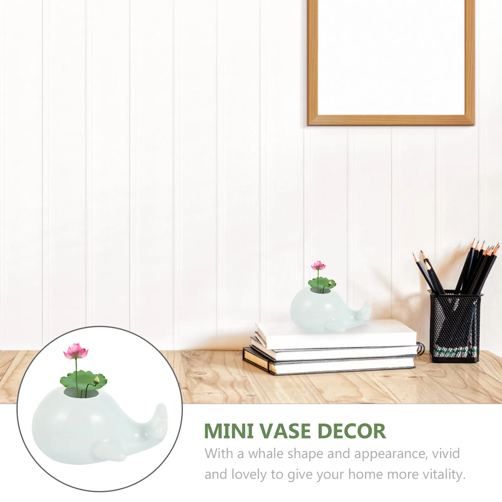 1Pcs Elegant Whale Inspired Mini Ceramic Vase Premium Handcrafted Chic Design Smooth Round Mouth for Home Decor Floral