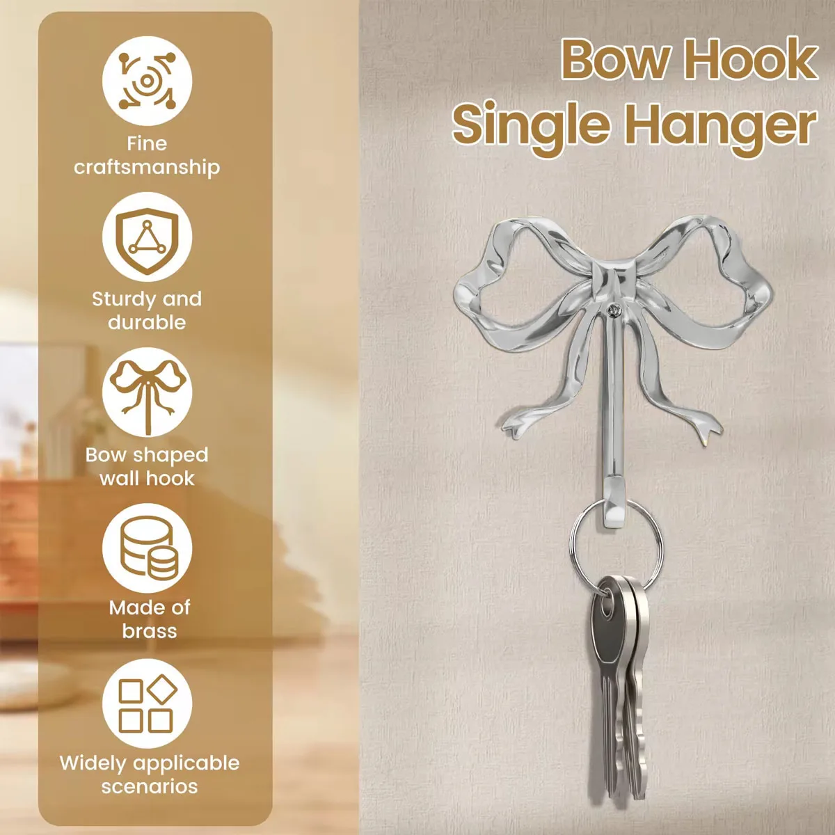 Luxus Solide Messing Bogen Form Wand Haken 1/3/5Pcs Nordic Retro Schlafzimmer Veranda Badezimmer Dekorative Mantel Haken kleidung Lagerung Lösung