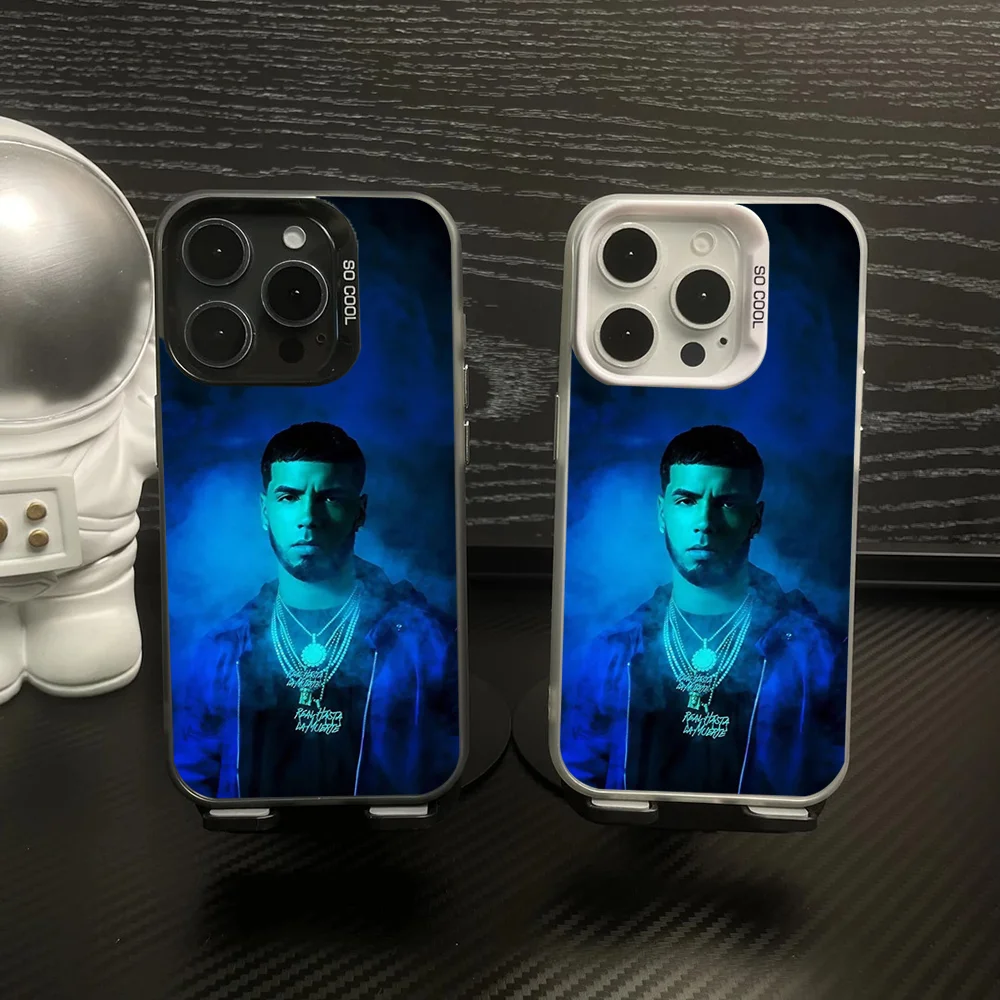 A- Anuel AA Rapper Real Phone Case IMD Color Silver Shell For IPhone 16 15 14 13 12 Pro Max Plus