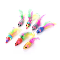 5Pcs Cat Toys Creative Artificial Feather Cat Mouse Shape Toy Cat Chew Toy Pet Bite Toys Pet Supplies Random Color