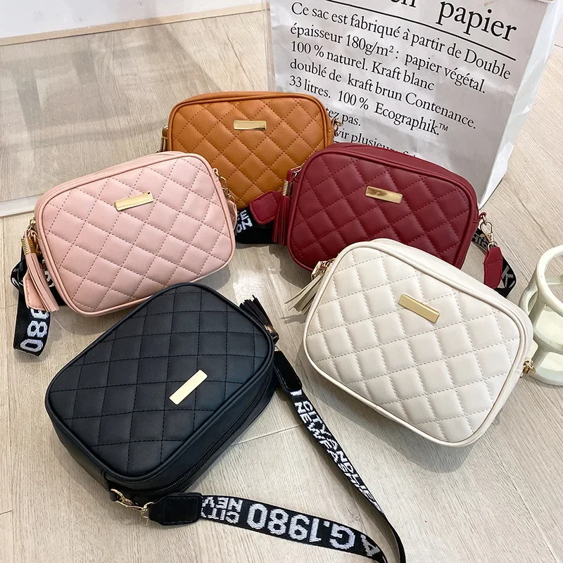 Rhombic pequeno quadrado saco novo popular bolsa de ombro feminina cor sólida couro do plutônio mini zíper bolsas femininas crossbody saco