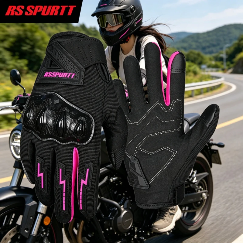 

2026 NEW Summer Breathable Mesh Motorcycle Gloves Women Thin Lightweight Anti Slip Anti Fall Wear Resistant Riding Equipment