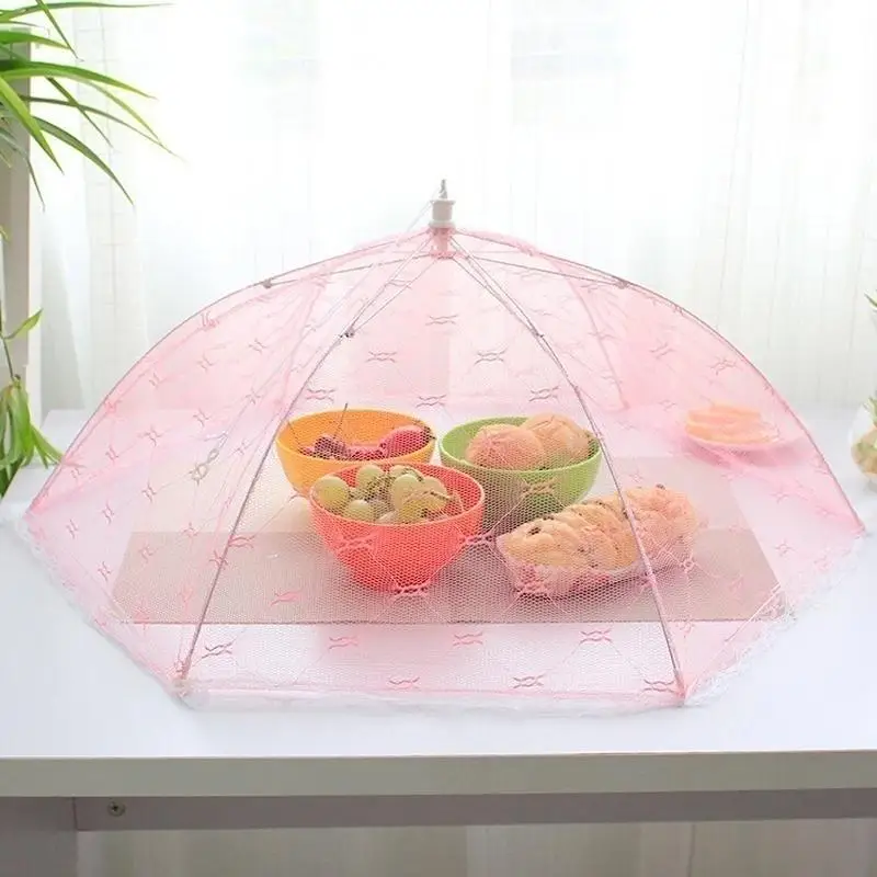 Portable Food Cover Umbrella Pop-Up Mesh Screen Protect Food Cover Net Tent Breathable Folded Dome Fly Anti Mosquito Umbrella