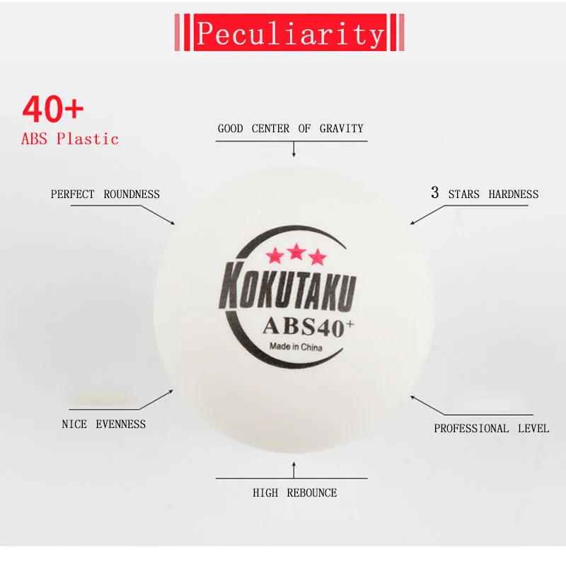 KOKUTAKU Professional ABS40+ Ping Pong Balls Three Star 50/100/200PCS Table Tennis Balls for School Club Training