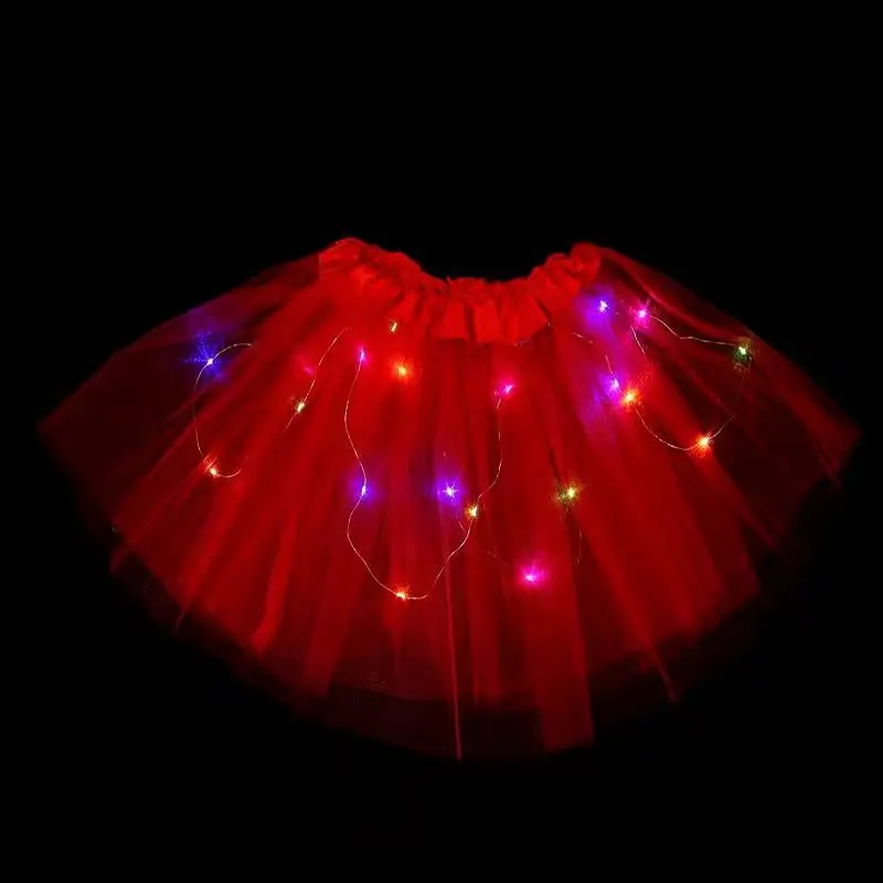 1 Pc Women Girls Tutu Skirts With Neon LED Light Glow Princess Ballet Stage Dance Short Dress For Kids Fairy Miniskirt Gifts