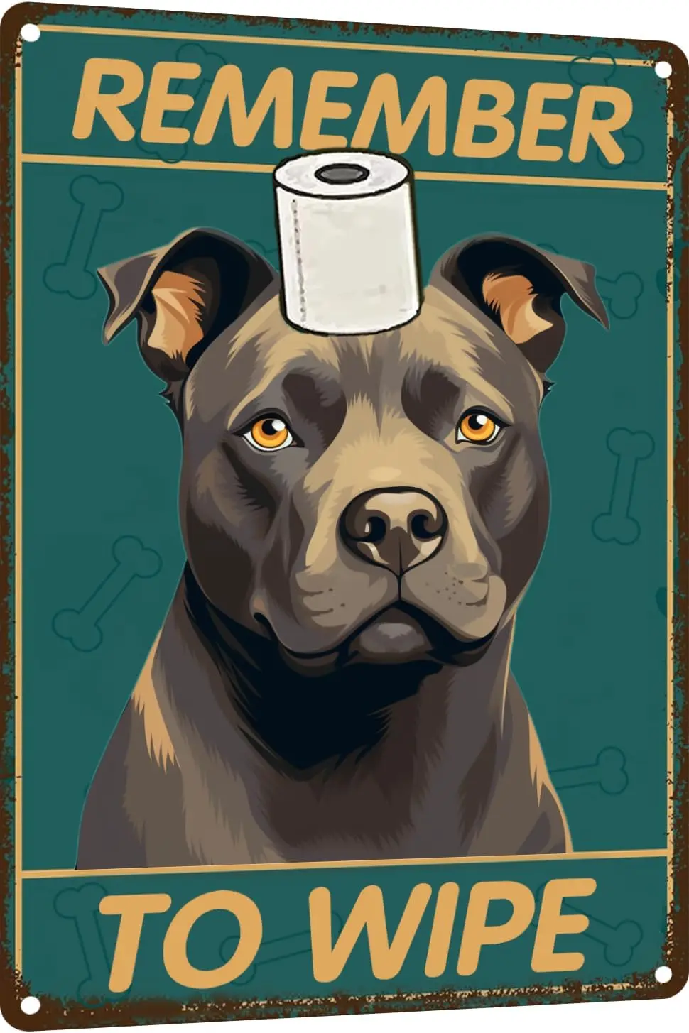 Staffordshire Bull Terrier Bathroom Wall Decor Dog Signs Metal Tin Sign - Remember to Wipe Bathroom Decor - 12x8 Inches Dec sign
