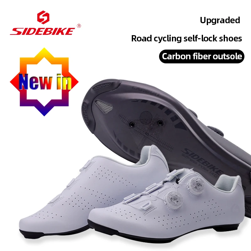 SIDEBIKE Carbon Fiber Men's Sneaker Wear-resistant Speed Cycling Sneaker Breathable Women's Road Bike Shoes Outdoor Sports Shoes