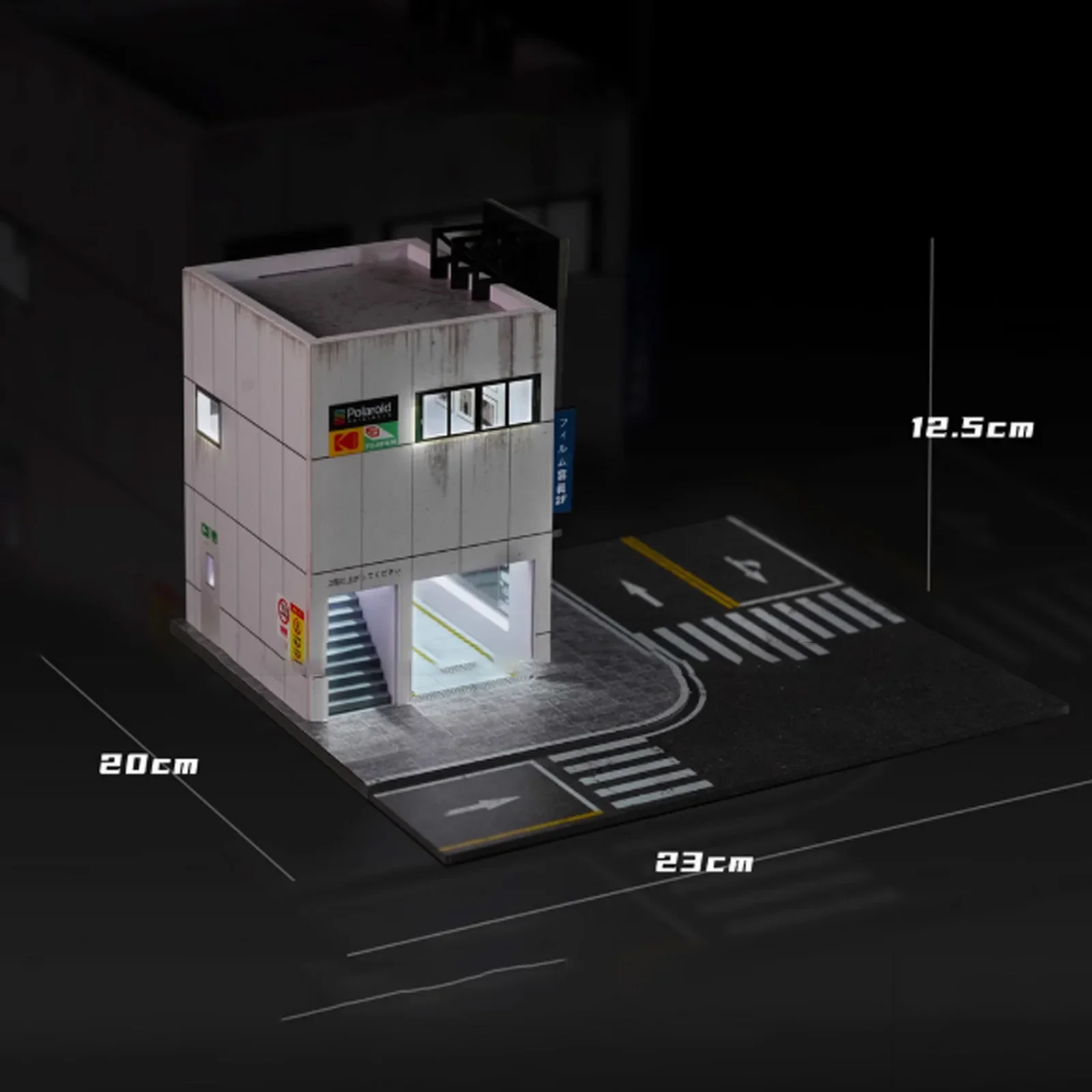 Modelo de garagem de carro Diorama em escala 1/64 com iluminação LED Mini exibição de cena de estacionamento de edifício de cidade