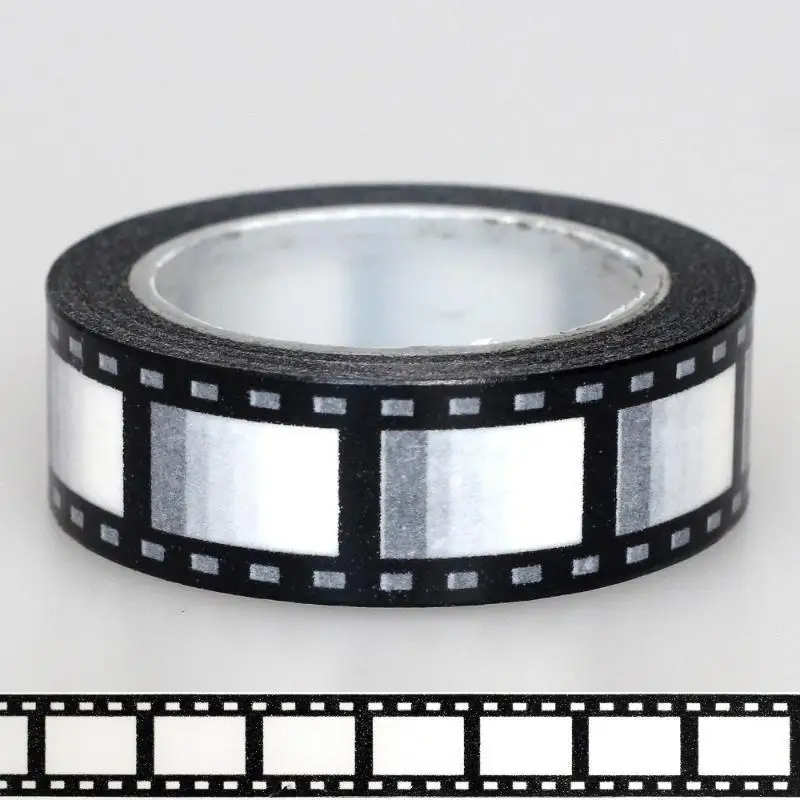 

New 10M*15mm Tape Camera Roll Print Scrapbook DIY Sticker Decoration Japanese Tape Paper Black White Edges Two Styles 10m