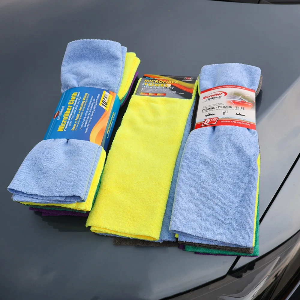 AUTOBRIGHT 40x40CM Microfiber Cleaning Towel 3/5/10pcs Wash Towels Extra Soft for Car Cleaning Drying 300gsm Cloth Car Wash