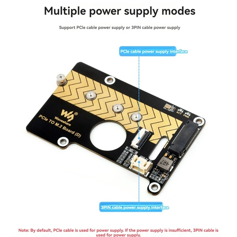 Waveshare Pcie To M.2 Adapter Board For Raspberry Pi 5 8Gbps Transfer Module Hard Disk Read/Write Faster Module