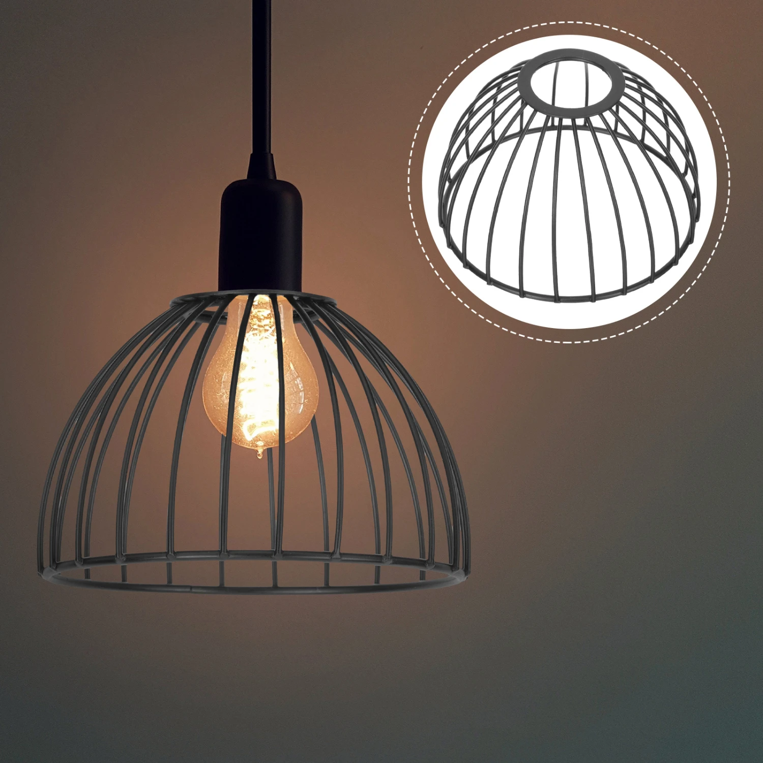 Nowa elegancka lampa wisząca z kutego żelaza w stylu vintage - wymienny abażur zapewniający prosty, ponadczasowy i klasyczny dekoracyjny dotyk