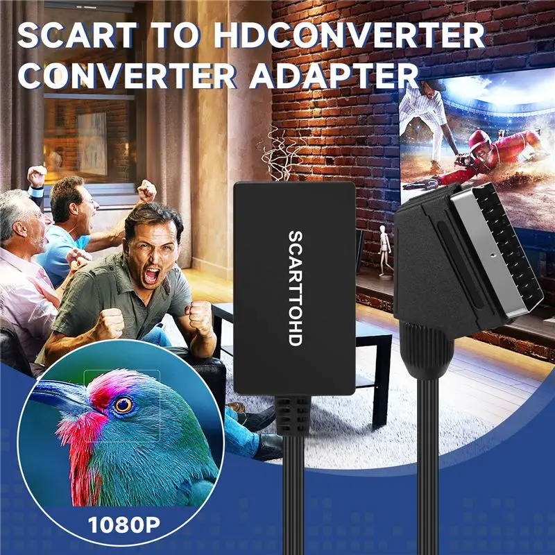 AED7-SCART To Converter With Cable HD Adapter 720P 1080P Video Audio Converter Adapte For TV Monitor Projector