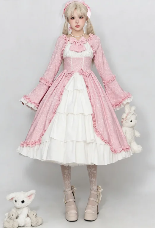 S-5XL Elegantes mittelalterliches Retro-Gothic-Hof-Lolita-Kleid, Ballkleid, quadratischer Ausschnitt, taillierte Passform, Schleife, Damen-Kostüm, Vestido-Kleid – Detail 3