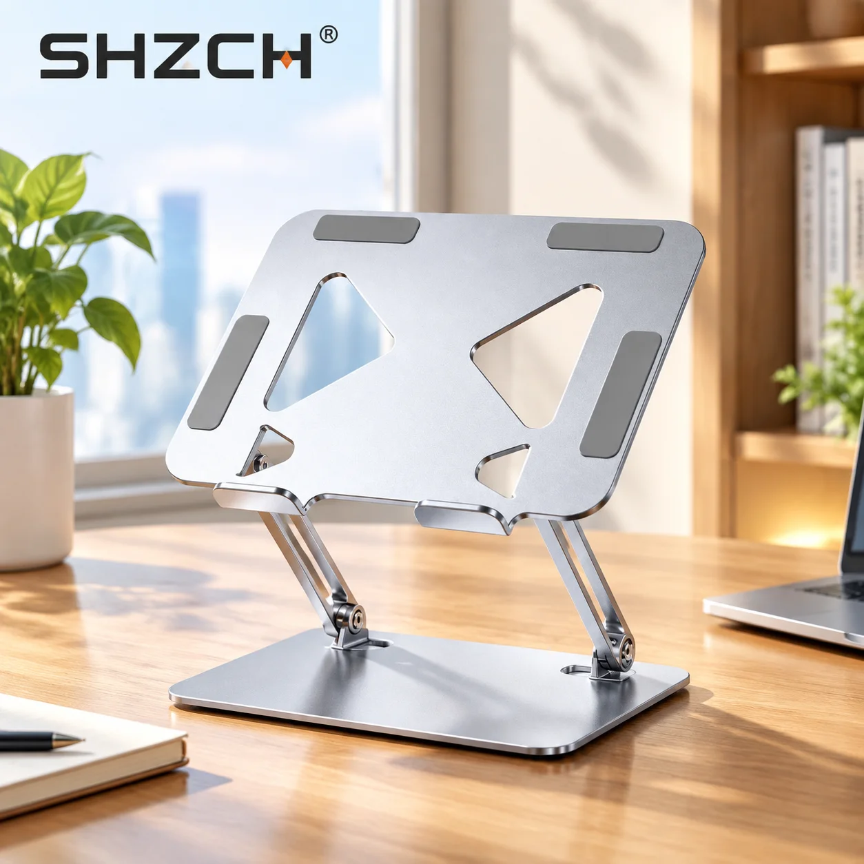 Adjustable Laptop Stand Riser,Portable Ergonomic Cooling Holder for Notebook Tablet, Desktop Ventilated Bracket with Sturdy Bas