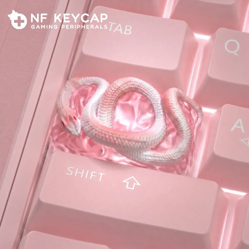 Snake Keycaps Custom 1.75u Caps Resin Artisan Keycap Cherry Profile Pink Gold Keyboard Cap Mechanical Keyboard Game Accessories