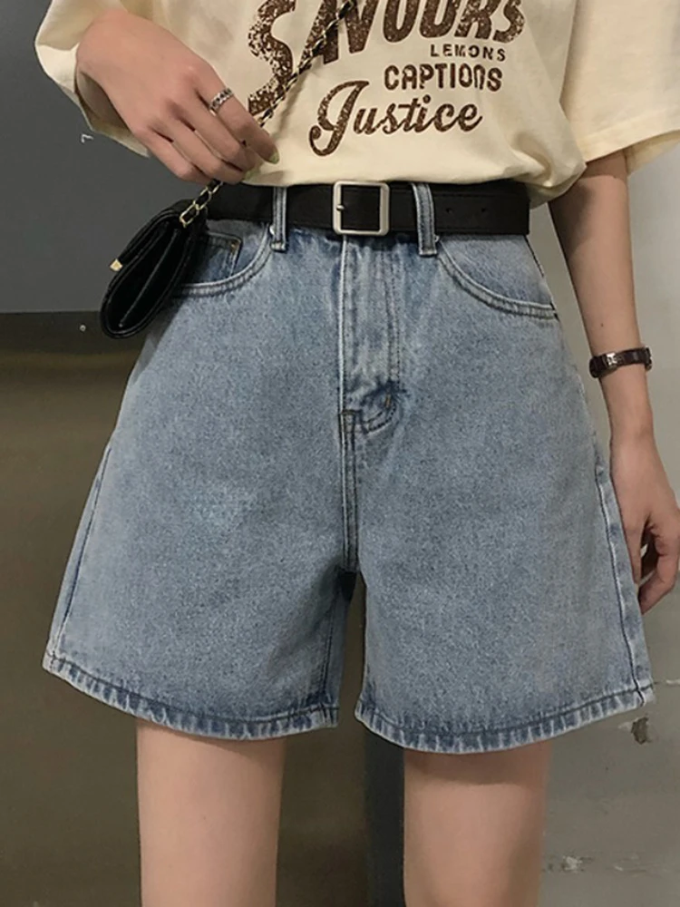 

High Waist Wide Leg Jeans Shorts Women's Summer Thin High Waist plus Size Pear Shaped Slimming A-Line Hot Pants Trendy