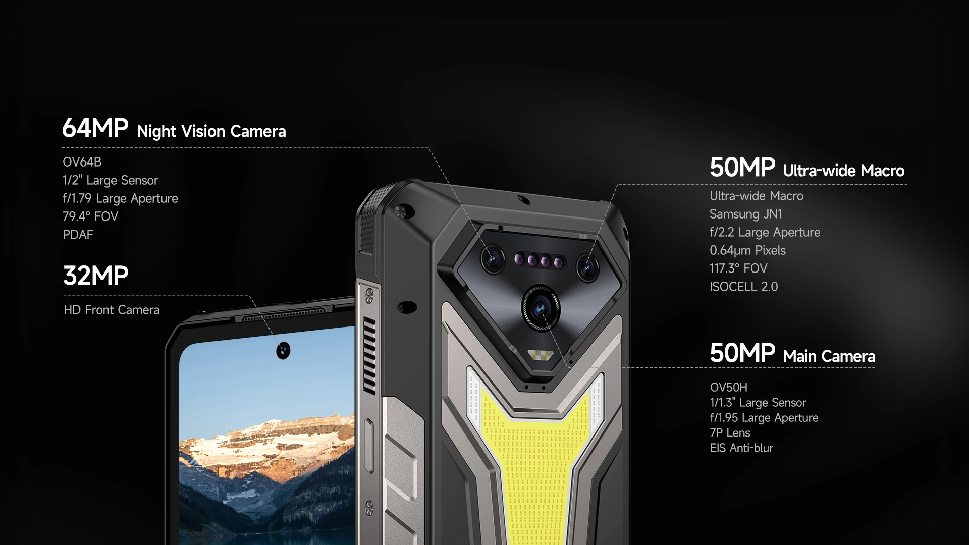 Ulefone Armor 34 Pro+ Projector Rugged Phone 16GB+512GB Night Vision 6.95'' Android 15 Dimensity 7300 25500mAh 5G Smartphone