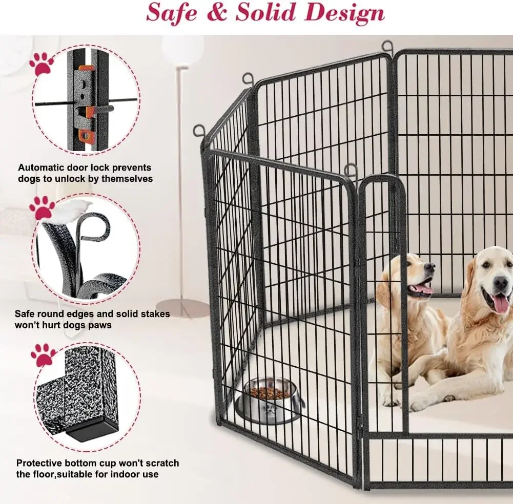 40 inch Tall Dog Fence Dog Pens Outdoor Heavy Duty Dog Playpen for Large Dogs, 14 Fence Panels Pet Playpen Indoor Puppy