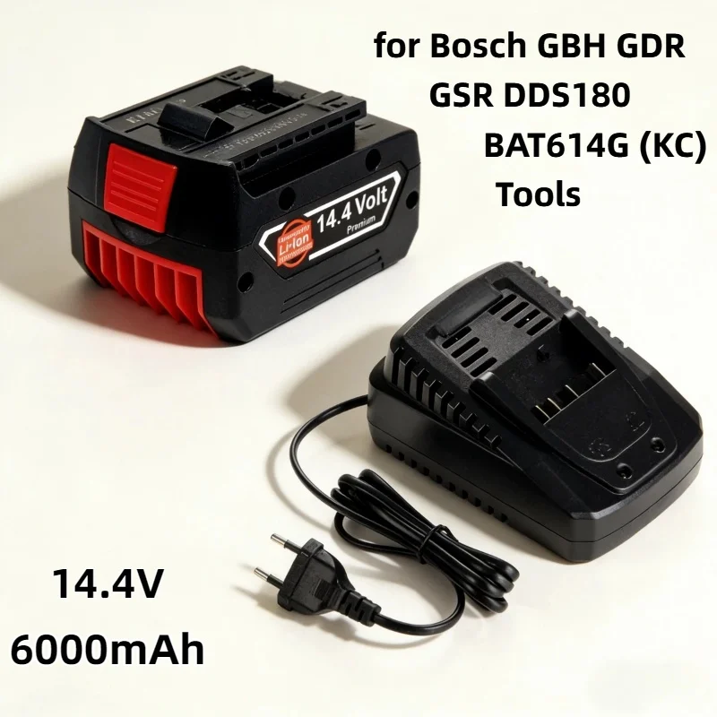 

14.4V 6.0Ah Rechargeable Li-ion Battery – Replacement for Bosch GBH GDR GSR DDS180 BAT614G (KC) Tools Long Runtime Durable Spare