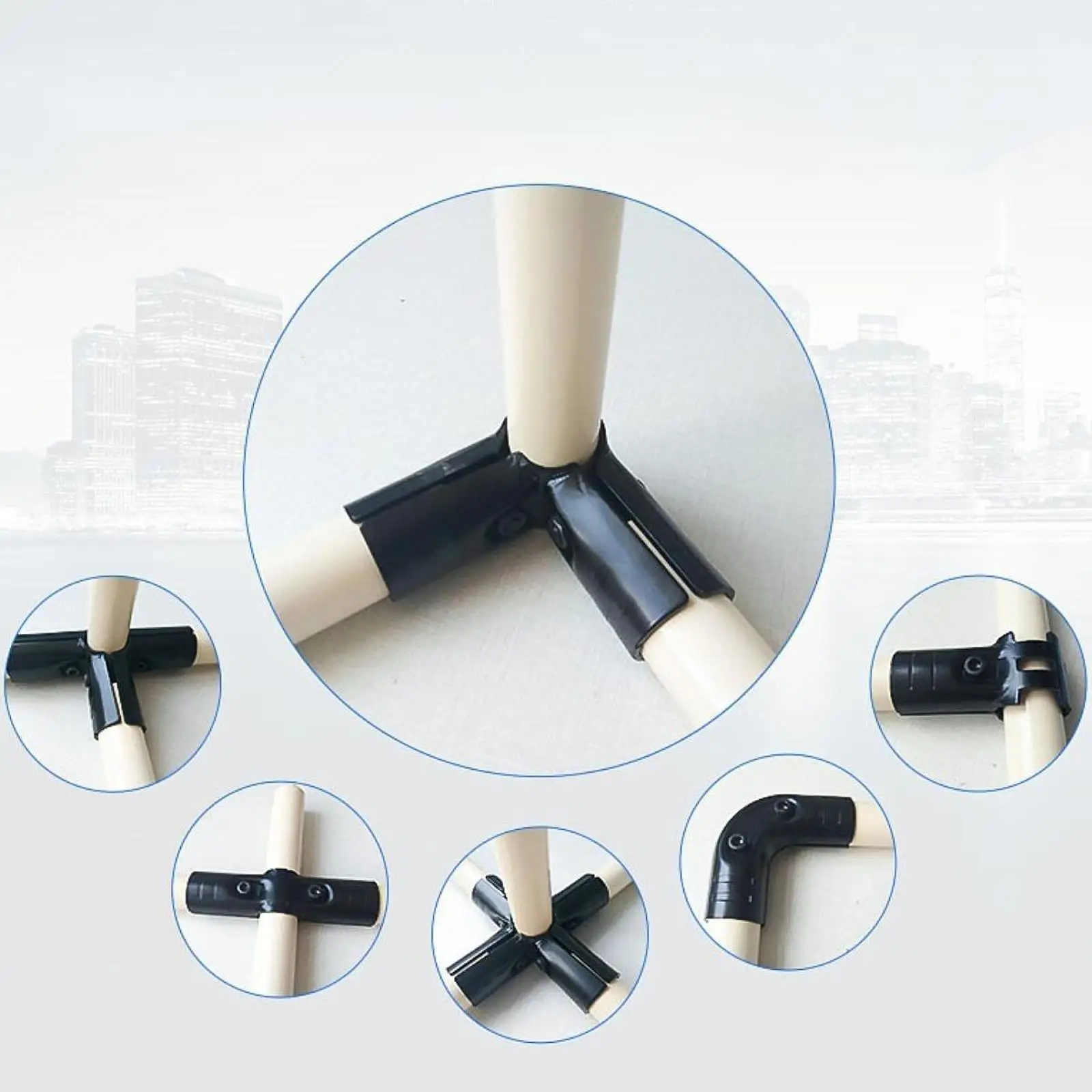 Heavy Duty Steel Pipe Connector Clamp Round Rod Adapter Part for DIY Shelving Assembly