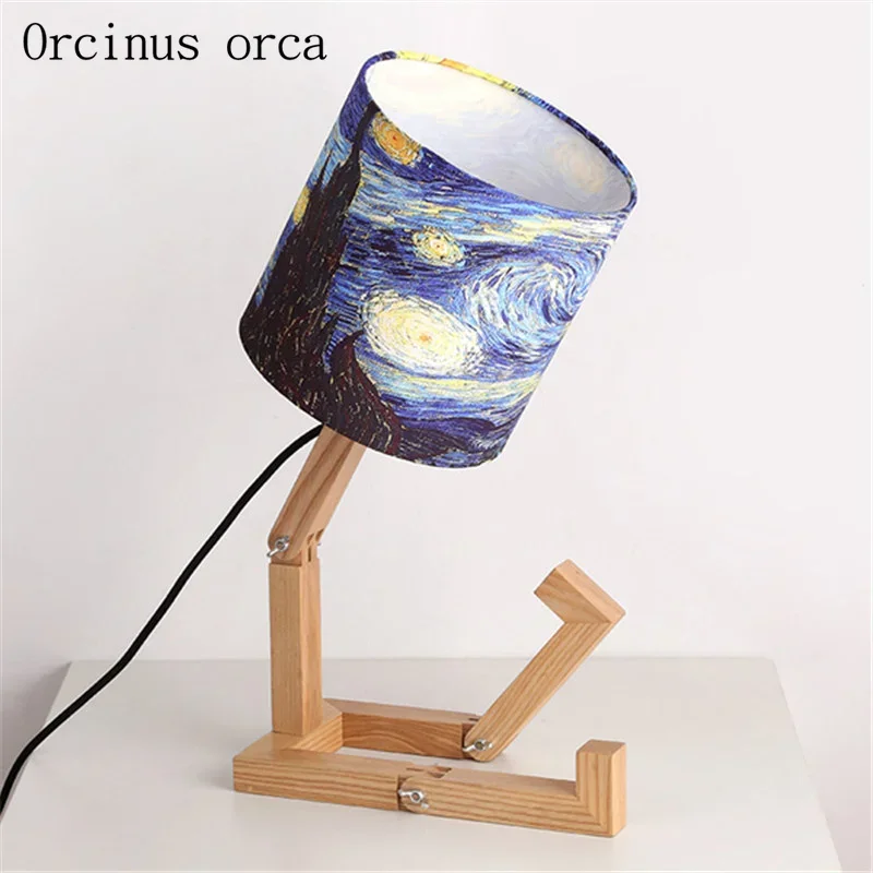 Originality  is desk desk lamp Nordic modern simple desk lamp learn to read solid wood green starry sky decorative desk lamp