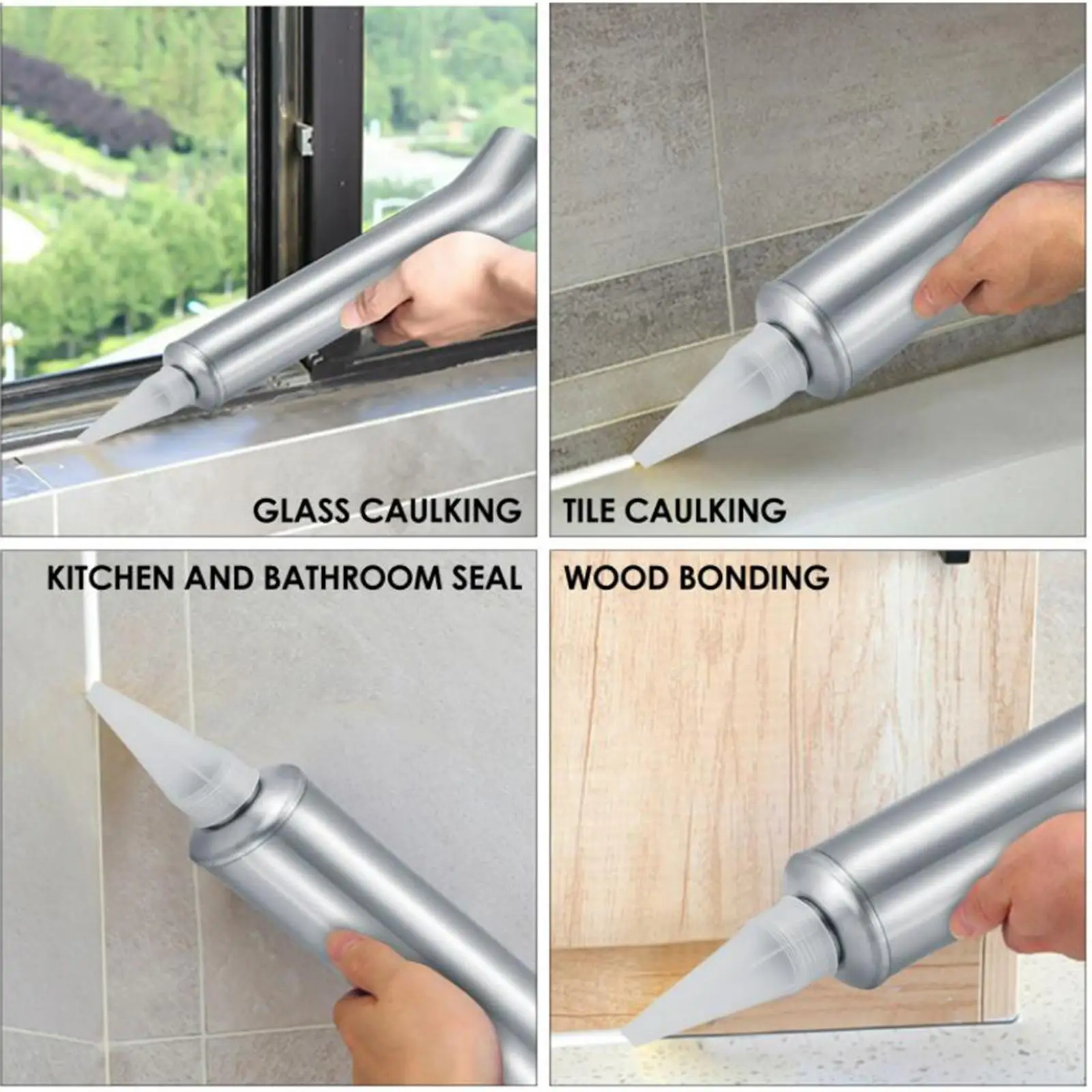 

Caulking Stainless Steel with 2 Nozzles Manual Hand Tool Mortar Syringe Joint