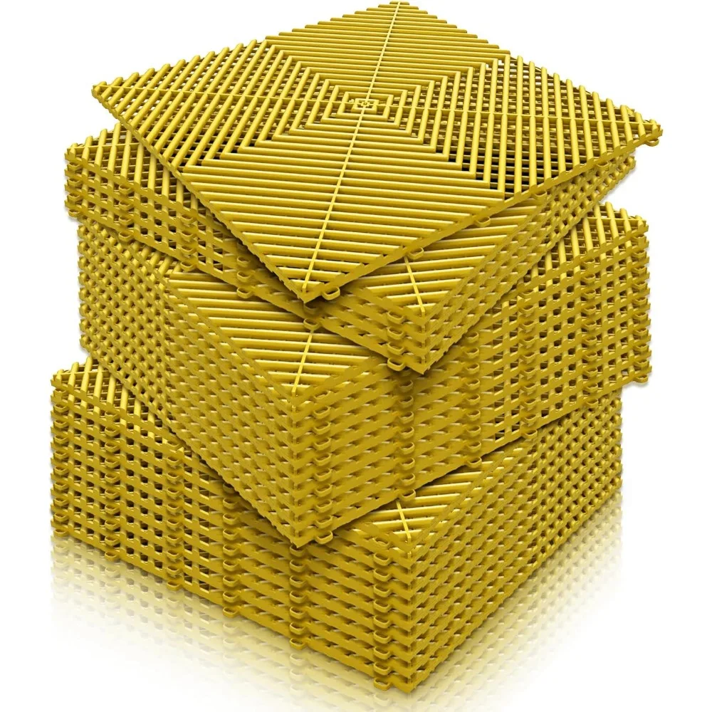 Azulejos de plástico entrelazados antideslizantes para suelos de garaje, 15,7x15,7, ideales para organización, almacenamiento y ventilación de garaje-Enha