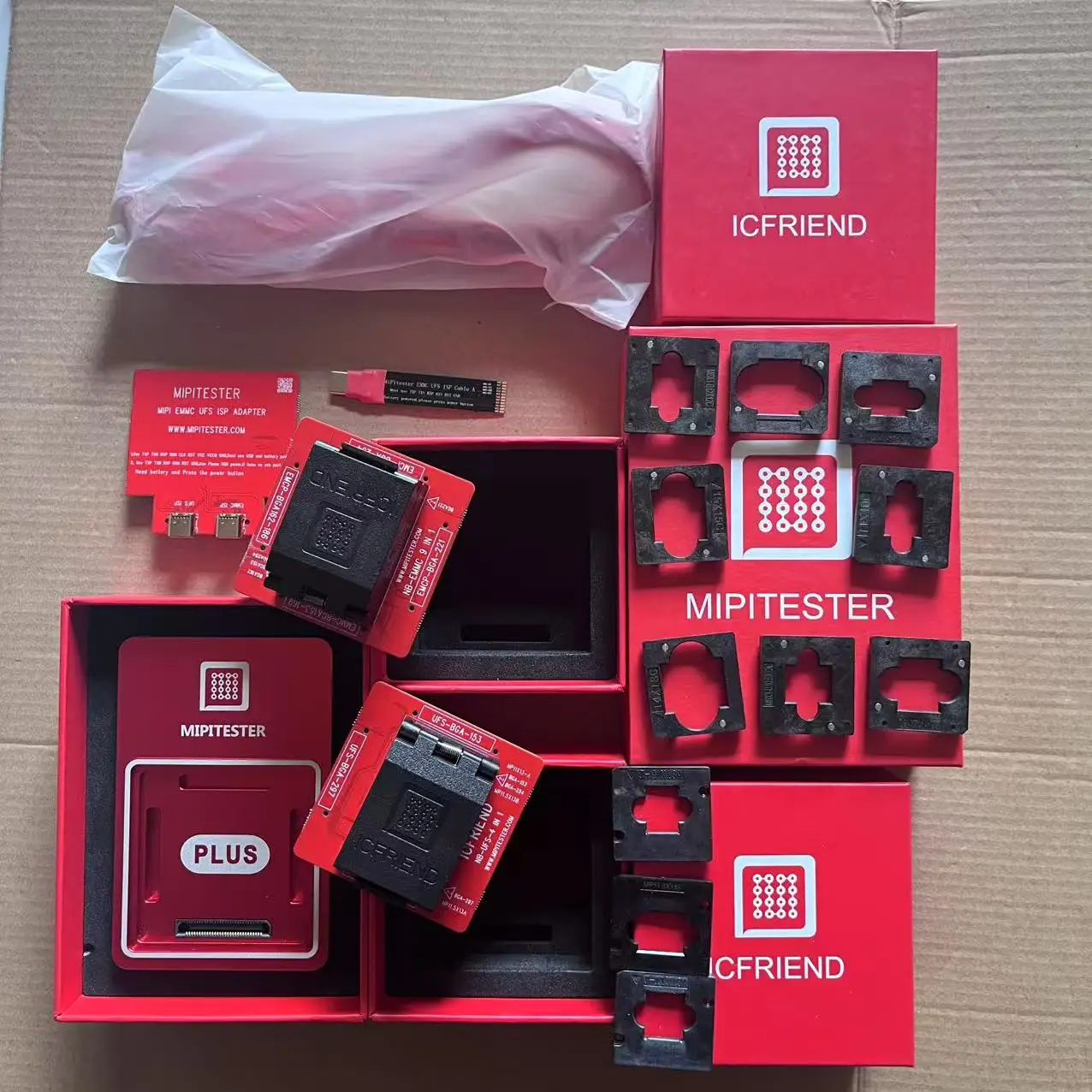 Mipitester plus host + isp +cable +Ufs 4 in 1 + Emmc 9 in 1 Adapter + one A- B