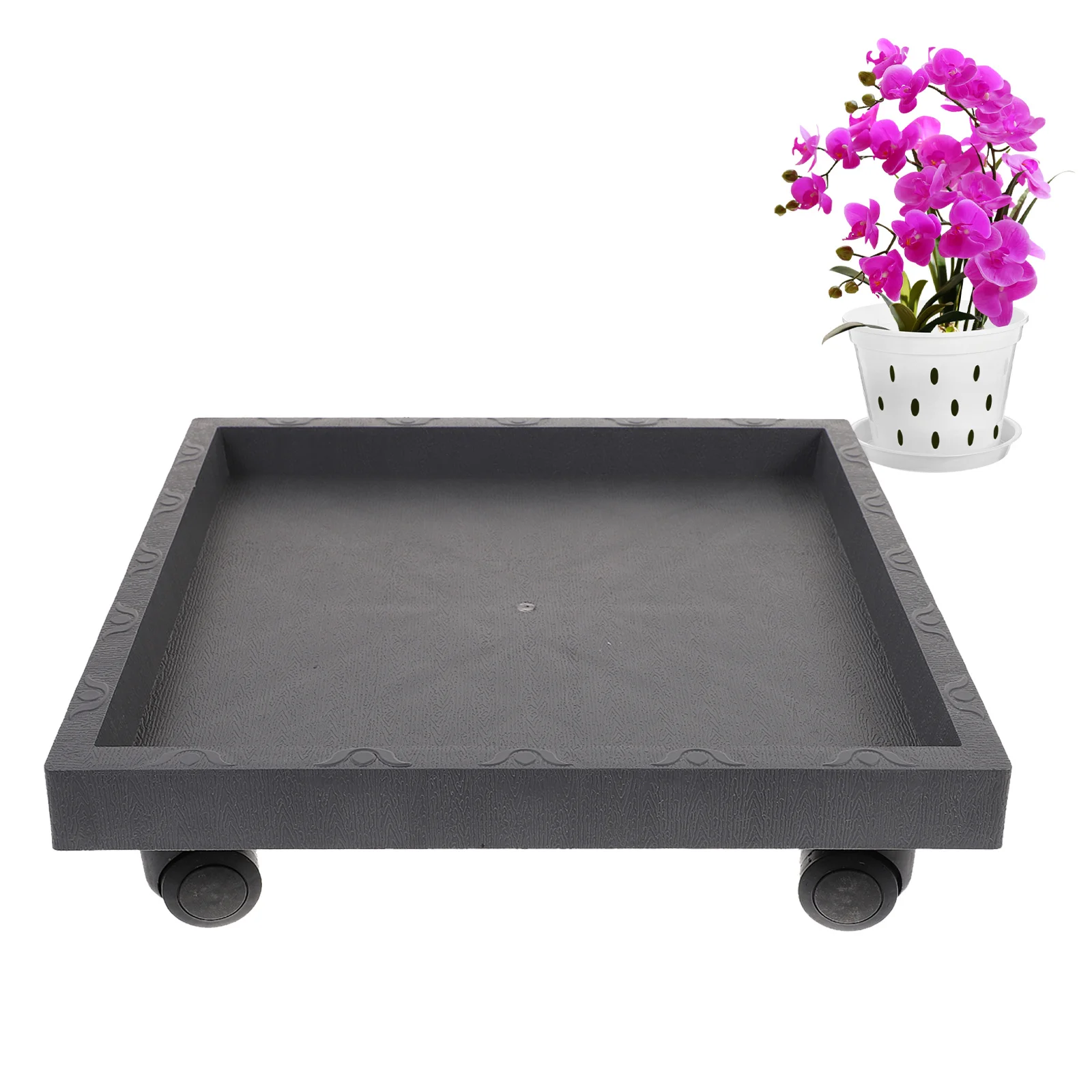 1 pièce Plateau de pot de fleurs en plastique, support roulant pour bonsaï, palette de plantation robuste, support mobile pour jardin, patio, protection du sol