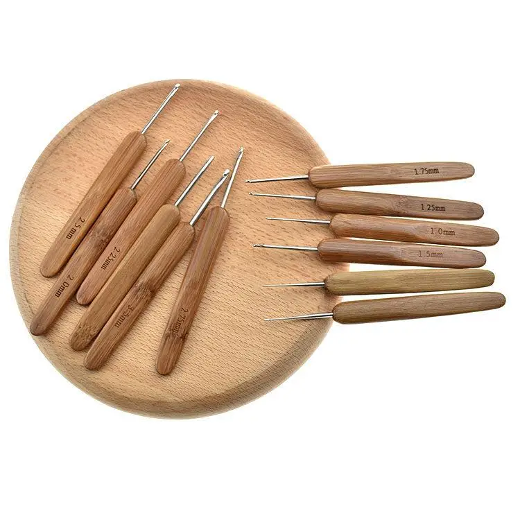

Langen Handmade Bamboo Handle Stainless Steel Crochet Hooks 8 Pieces Knitting Sweater Yarn Wooden Handle Hook Needles