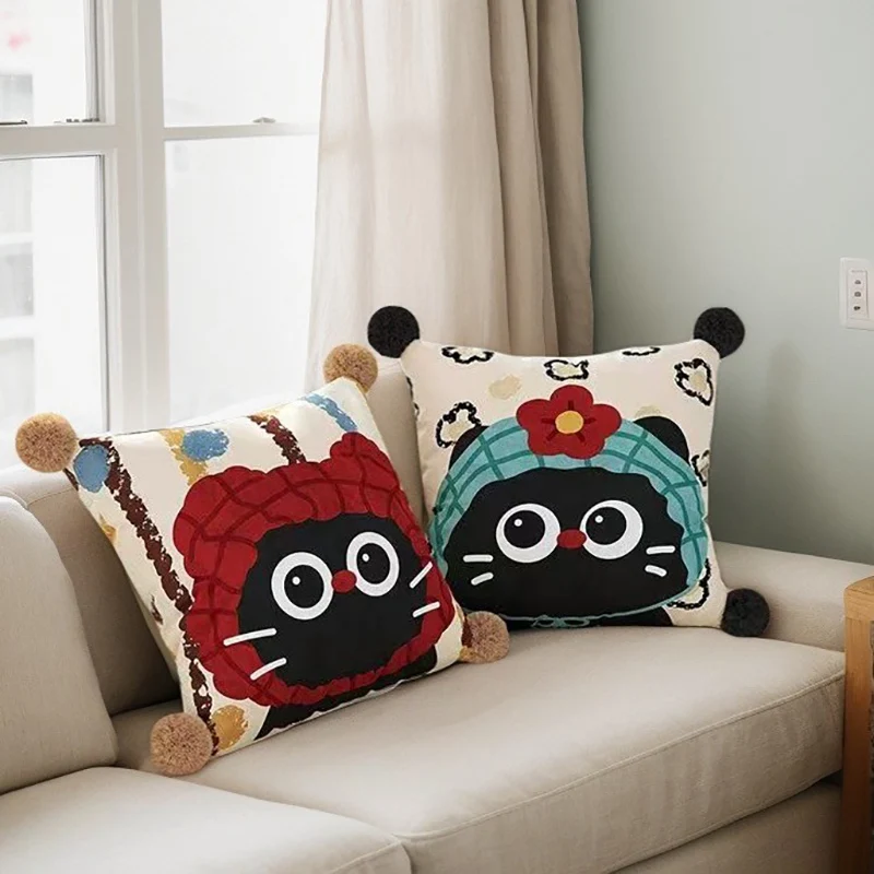 

Cartoon Cat Throw Pillow Sofa Cushion Light Luxury Bed And Bedroom Throw Pillow Bay Window Folk Cushion With Core