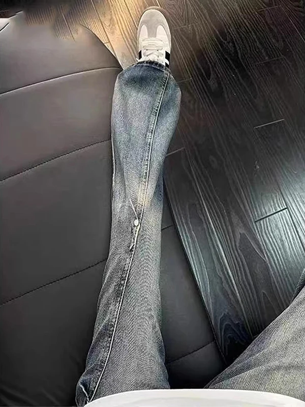 

Мужские джинсы American Sle: весенние, в стиле High Street, зауженные, с заклепками, прямые штанины, из смесового хлопка