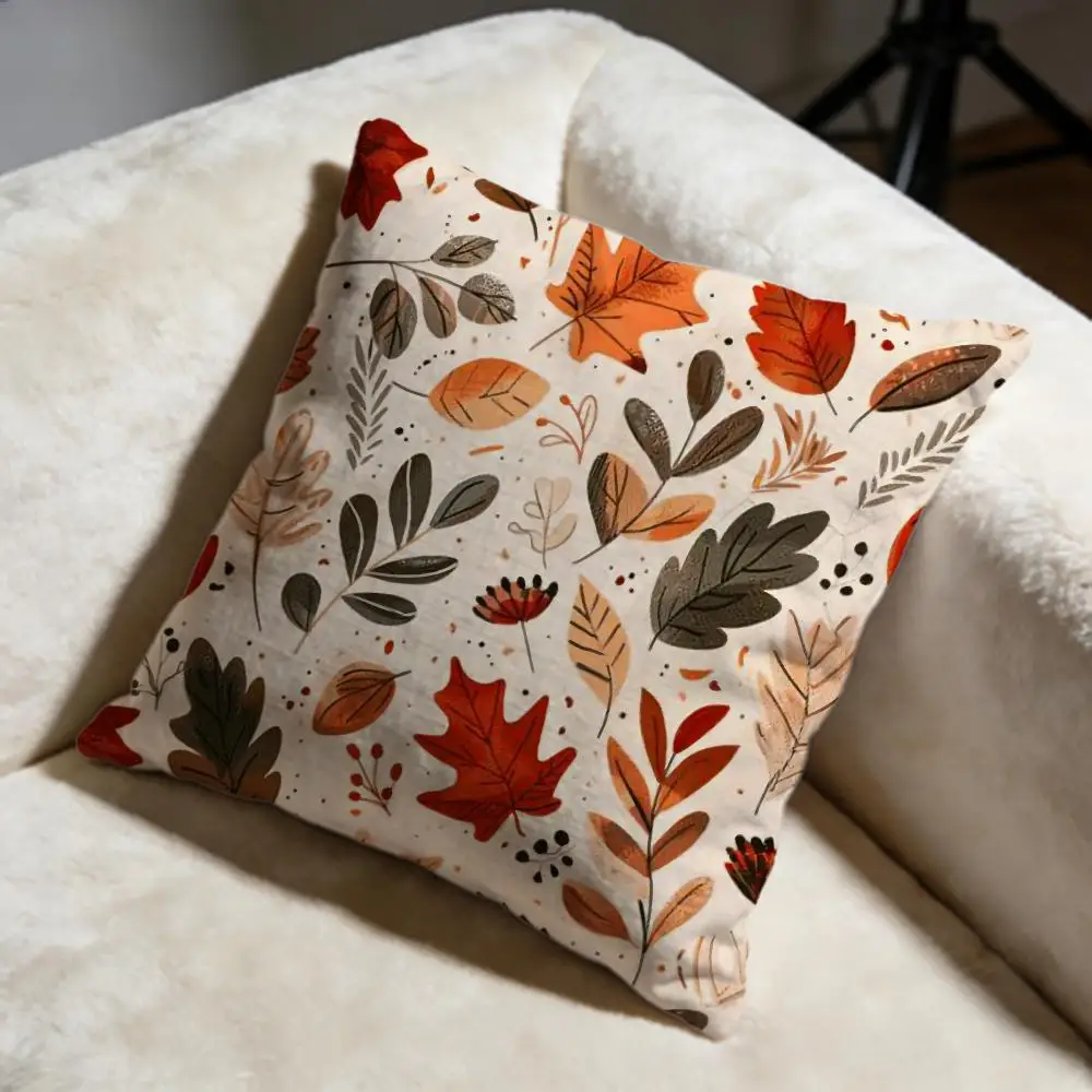 Maple Leaf Vintage Print Cushion Cover Soft Decorative Pillow Case Suitable for Bedroom Sofa Car Travel Use